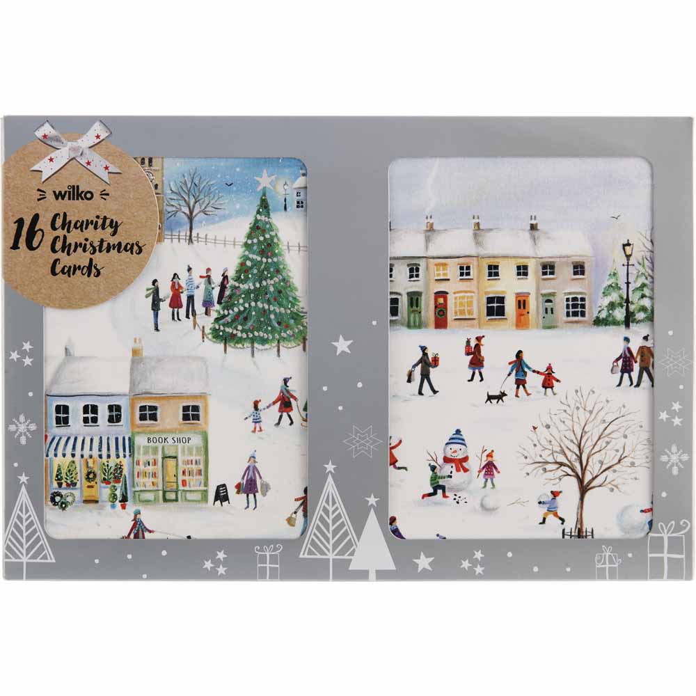 Wilko Duo Village Scene 16 pack Christmas Cards Image 1