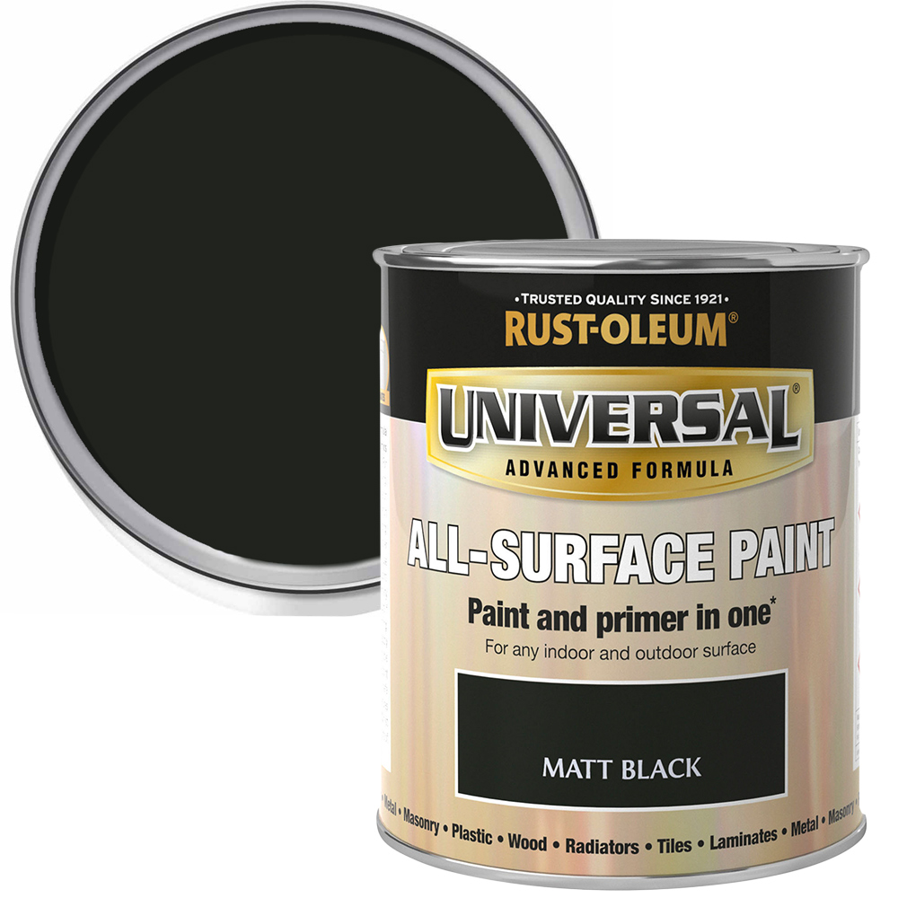 Rust-Oleum Universal All Surface Matt Black Paint 250ml Image 1