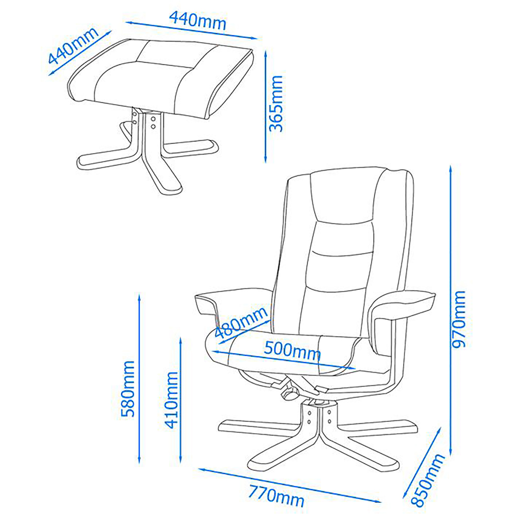 Dorel Drake Black Faux Leather Recliner Chair with Footstool Image 4