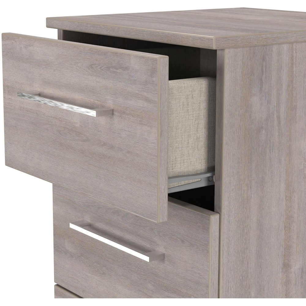 Crowndale Worcester 5 Drawer Grey Oak Tall Bedside Cabinet Ready Assembled Image 5