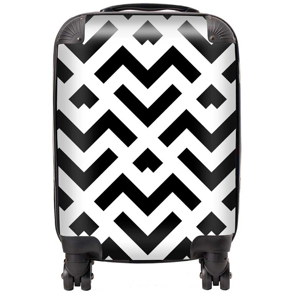 Warren Reed Designer Mini Cabin Black and White Abstract Pattern Suitcase Image 1