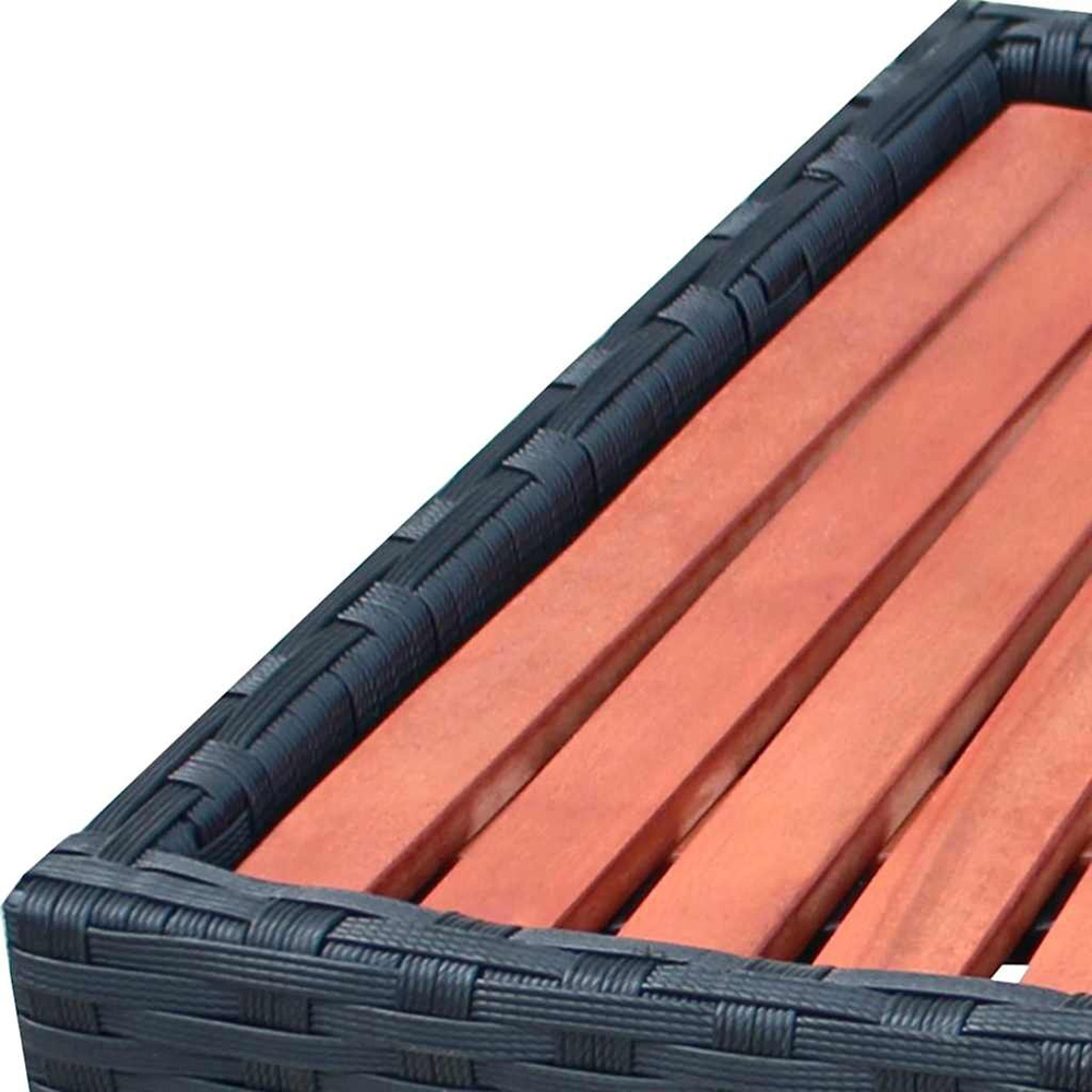 Walplus Large Black PE Rattan Rectangular Spa Step Image 5