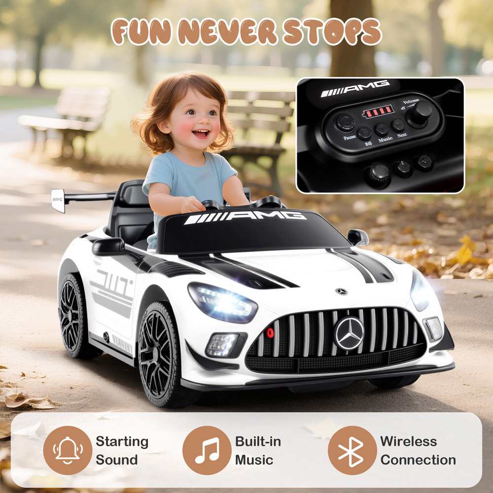 Costway Kids White Licensed Mercedes Benz GT3 Ride On Car with Spoiler and Remote Control 12V Image 6