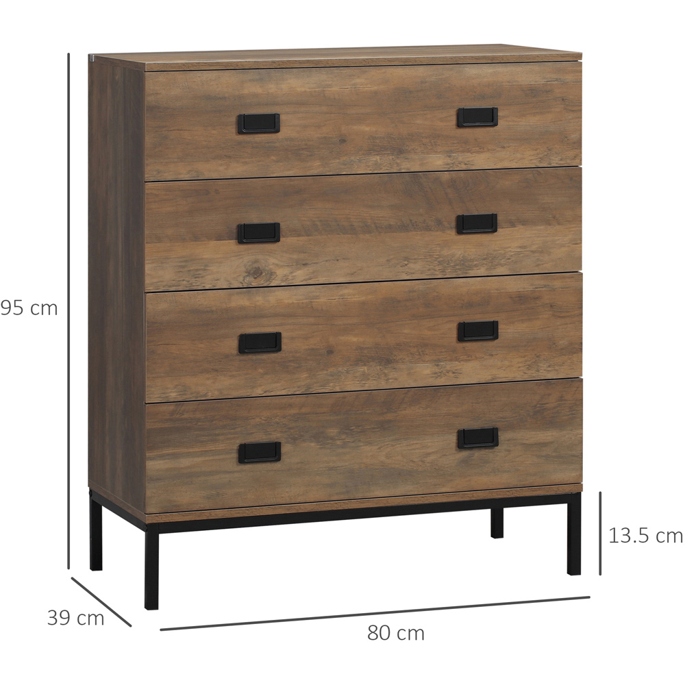 Portland 4 Drawer Brown Chest of Drawers Image 8