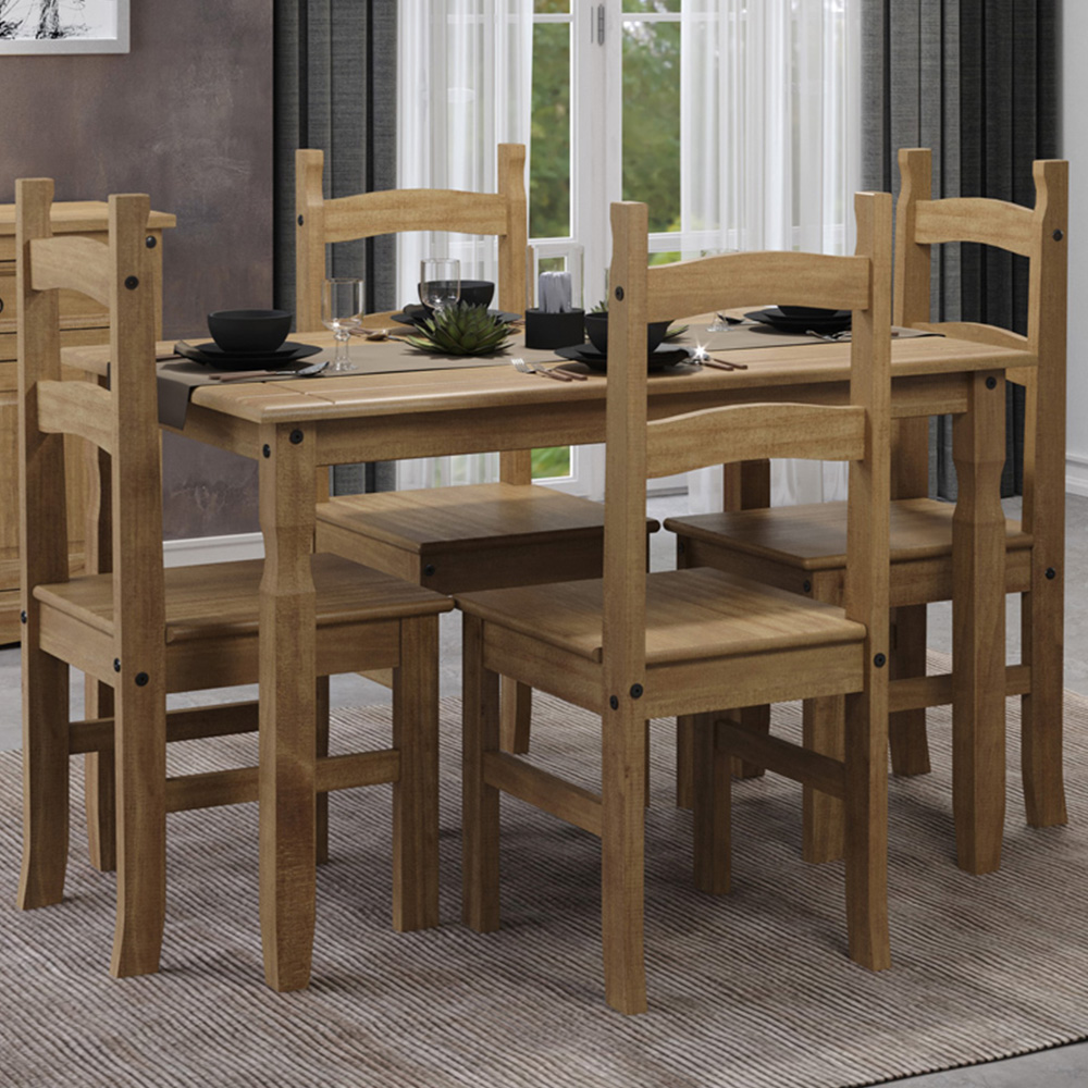 Core Products Corona 4 Seater 150cm Rectangular Dining Set Antique Pine Image 1