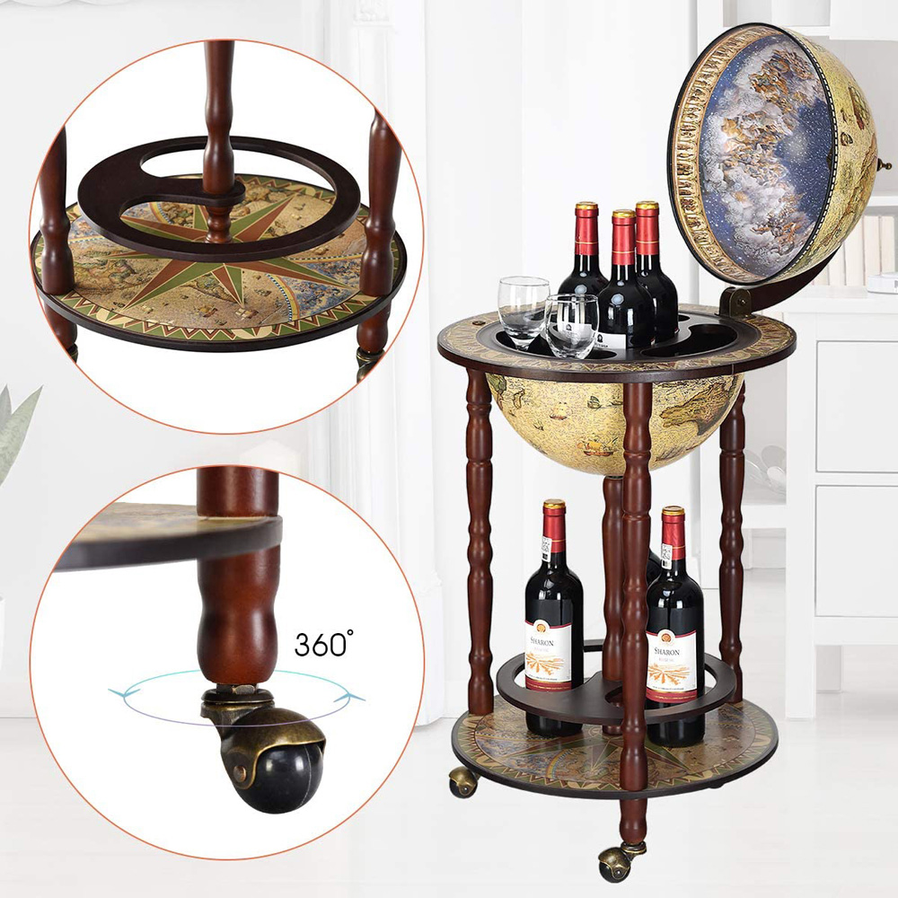 Costway Italian Styled Globe Drinks Cabinet with Wheels Image 8
