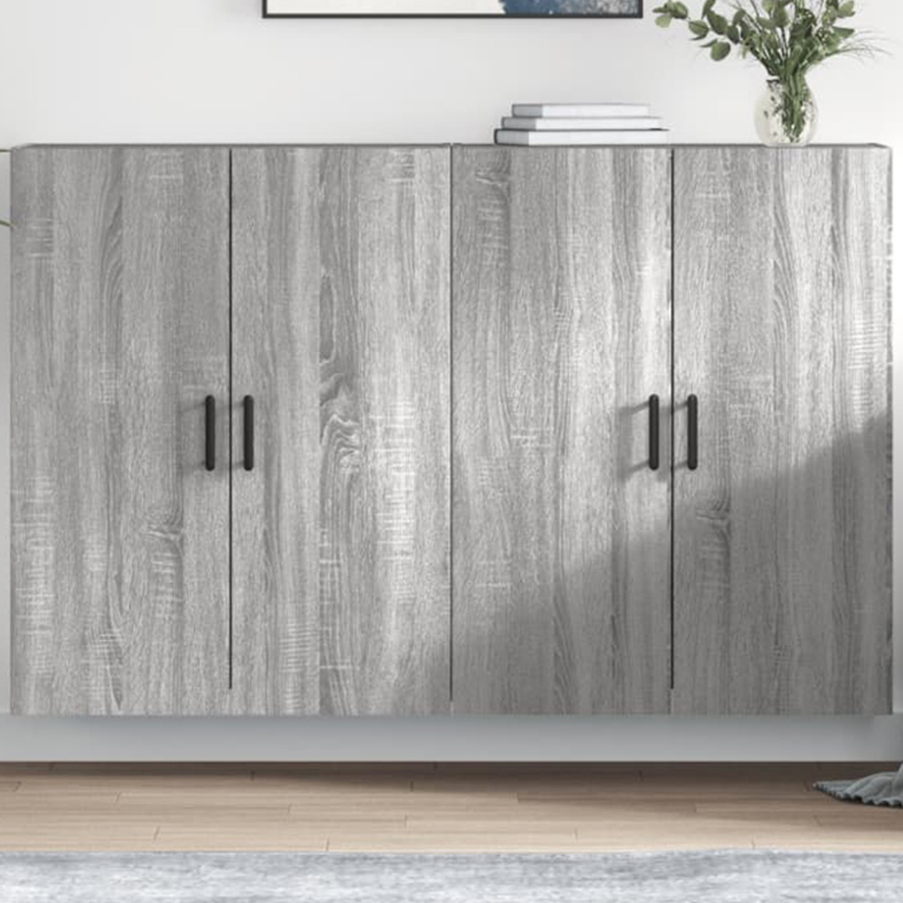 vidaXL 2 Door Grey Sonoma Wall Mounted Storage Cabinets 2 Pack Image 1
