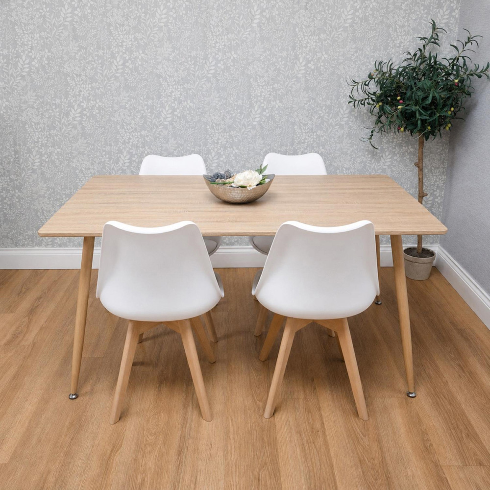 Kosy Koala 4 Seater Wood Effect Faux Leather Dining Set White Image 5
