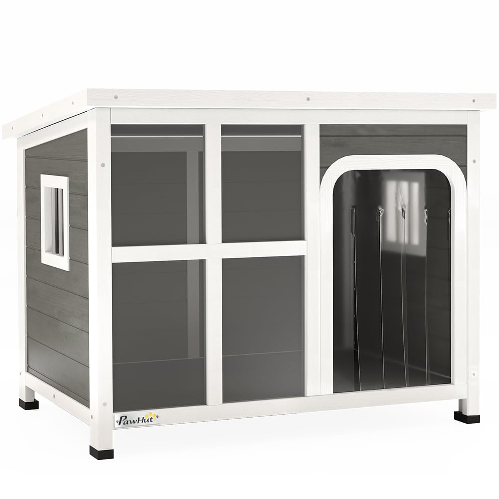 PawHut 90 x 62 x 71cm Outdoor Wooden Dog Kennel with Openable Top Image 1