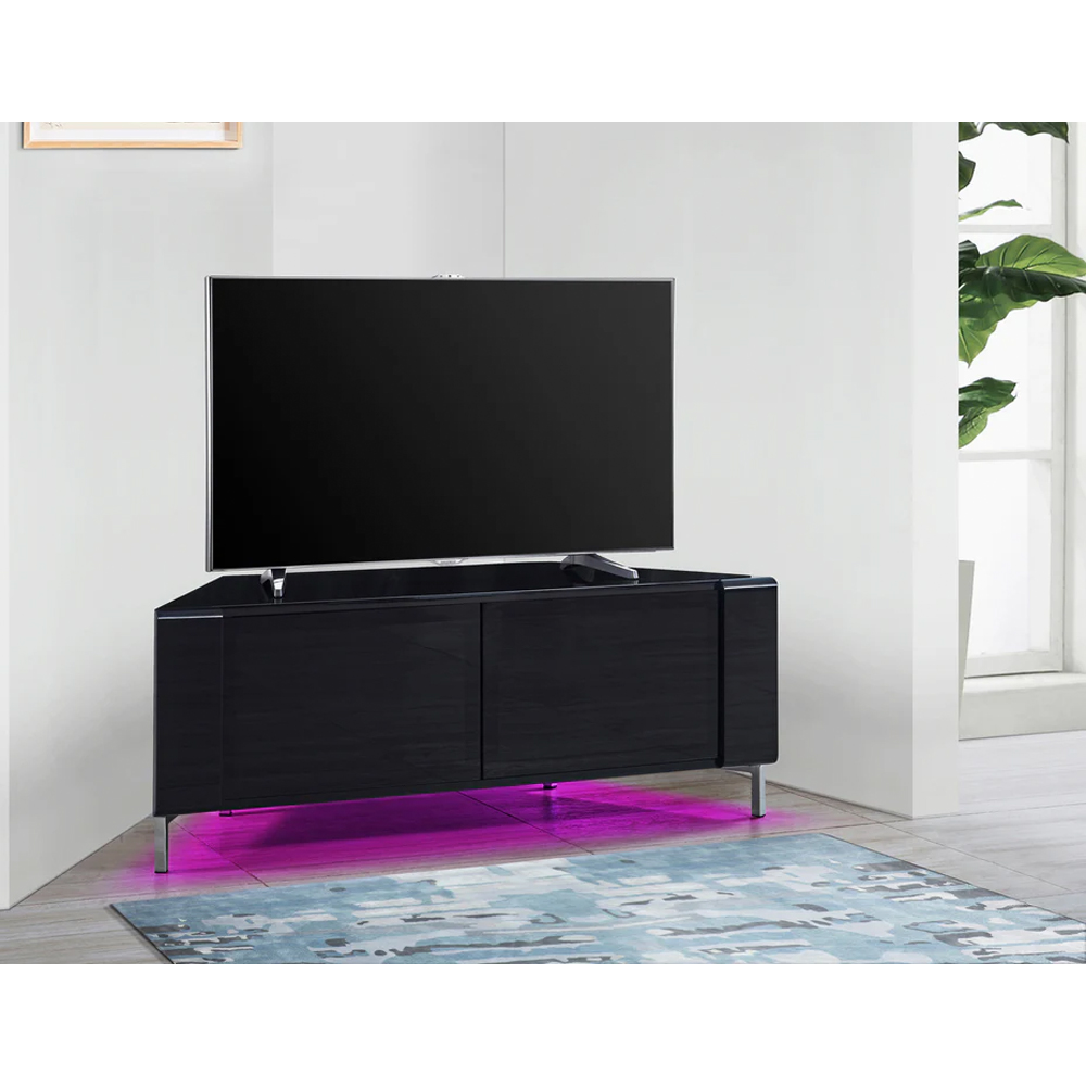 MDA Designs Corvus 2 Door Black TV Cabinet with LED Lighting Image 7