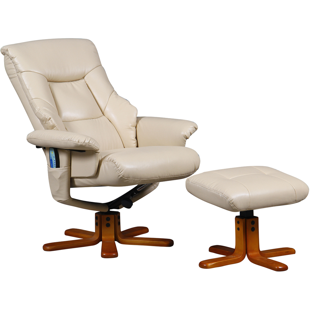 Tokyo Massage Chair with Footstool - Latte Image 6