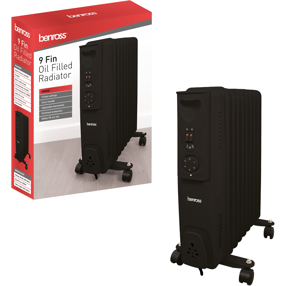 Benross 9 Fin Black Oil Filled Radiator 2000W Image 2