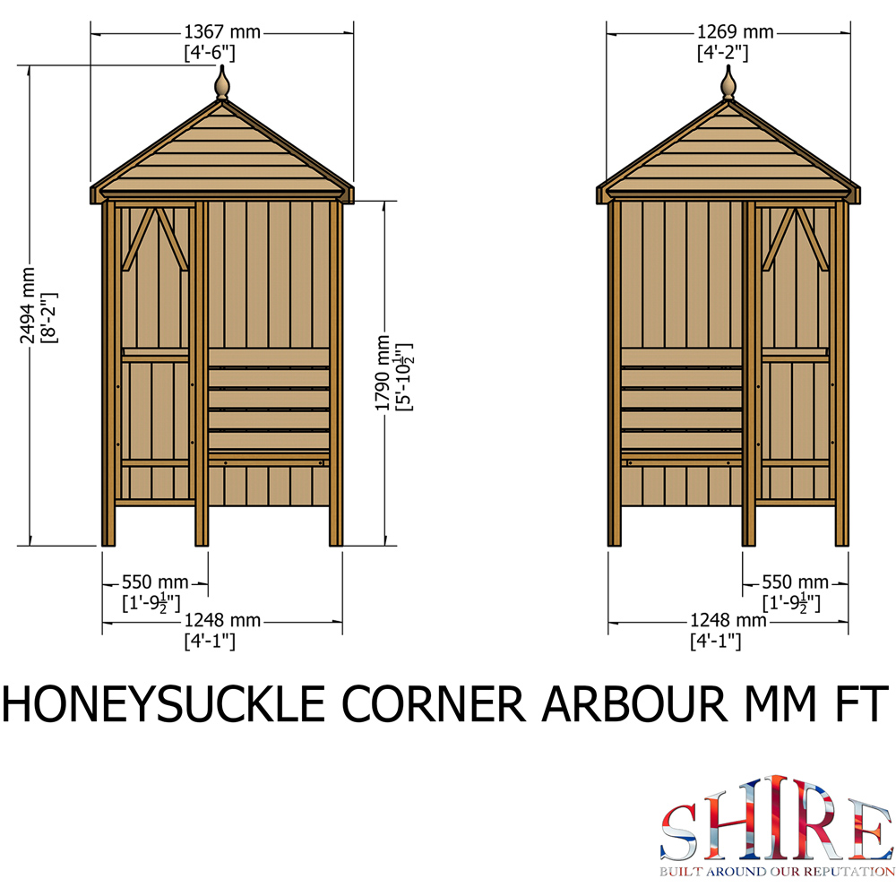 Shire Honeysuckle 4 x 4ft Pressure Treated Corner Arbour Image 6