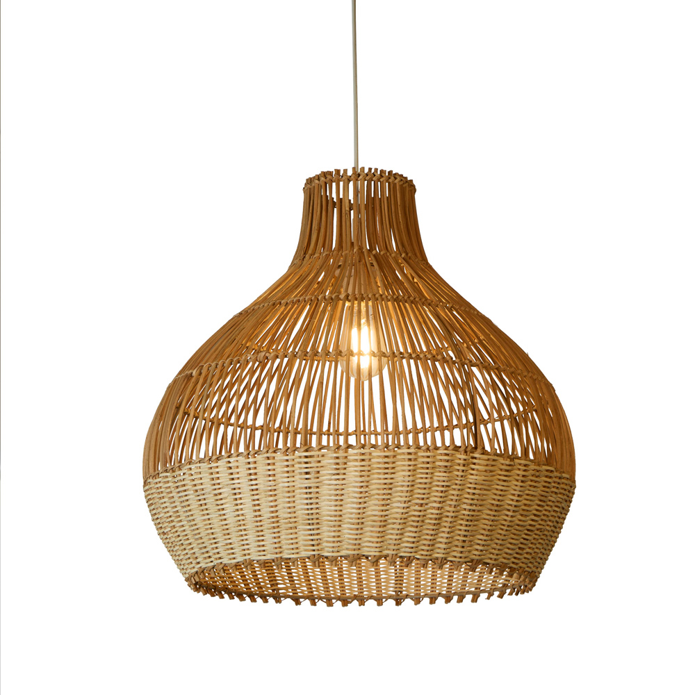Lighting Collection Tusk Natural Rattan Bell Ceiling Lamp Shade 50cm Image 3