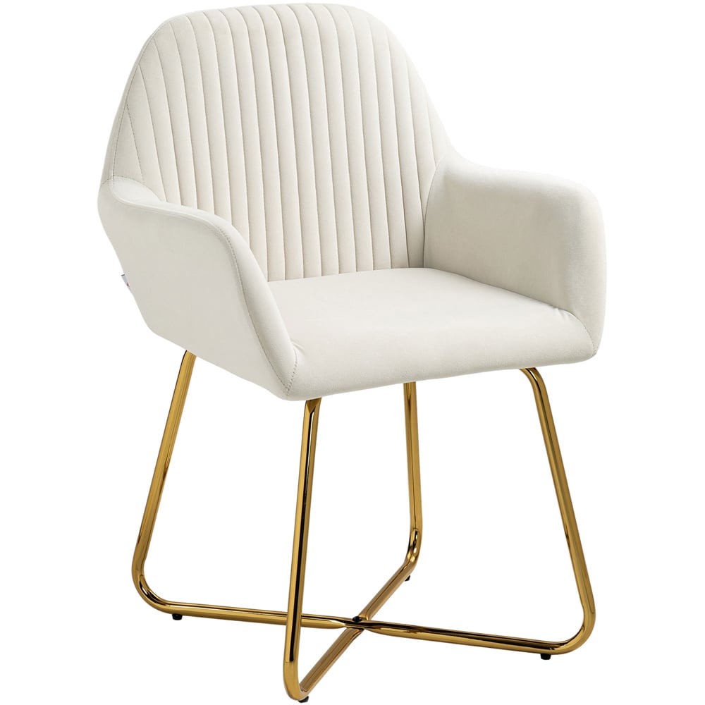 Portland Cream White Velvet Accent Chair Image 2