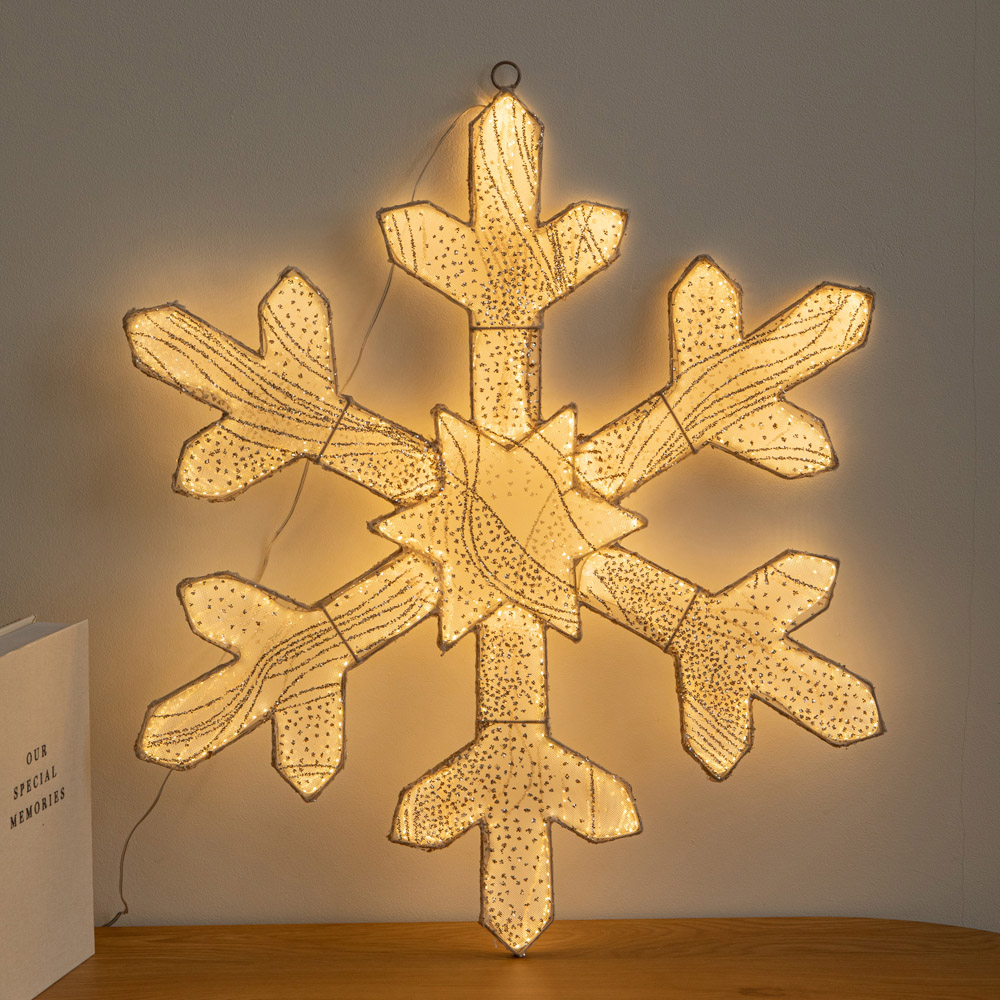 Samuel Alexander 604 Warm White LED Light-Up Gold Christmas Snowflake 60cm Image 1