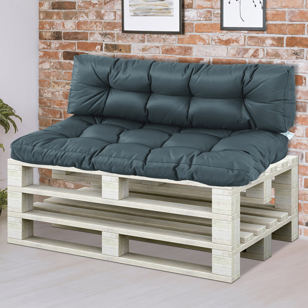 Outsunny Dark Grey 2 Piece Tufted Pallet Seat and Back Cushion Image 2
