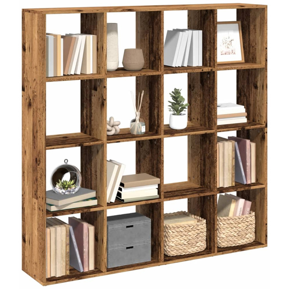 vidaXL 12 Shelf Old Wood Bookcase Image 4