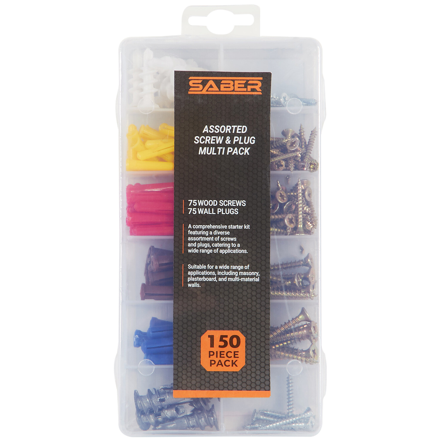 Saber 150 Piece Screw and Plug Set - Multicolour Image 1