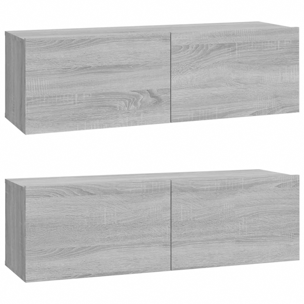 vidaXL 2 Door Grey Sonoma Wall Mounted TV Cabinet 2 Pack Image 2