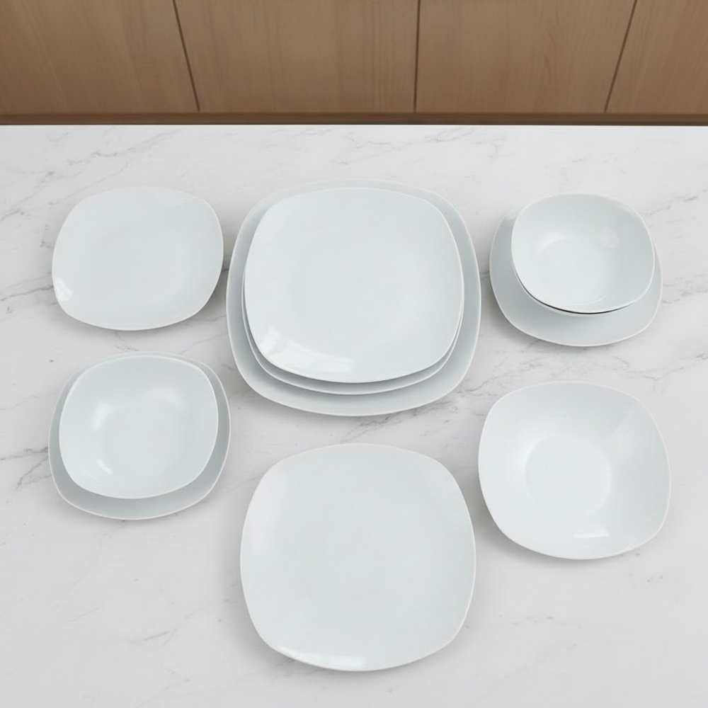 Waterside Everyday Square White 12 Piece Dinner Set Image 3