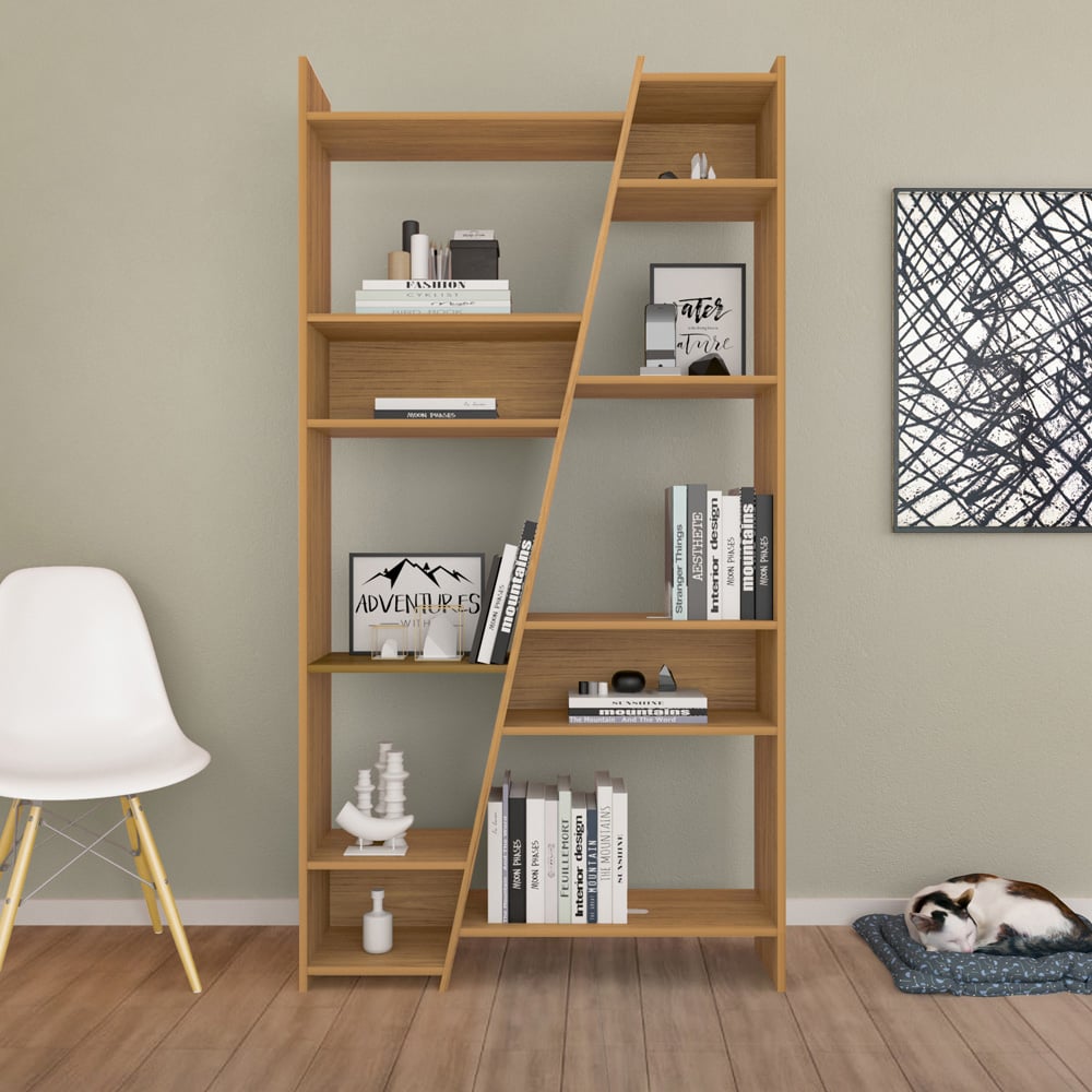 Seconique Naples 12 Shelf Oak Effect Tall Bookcase Image 8