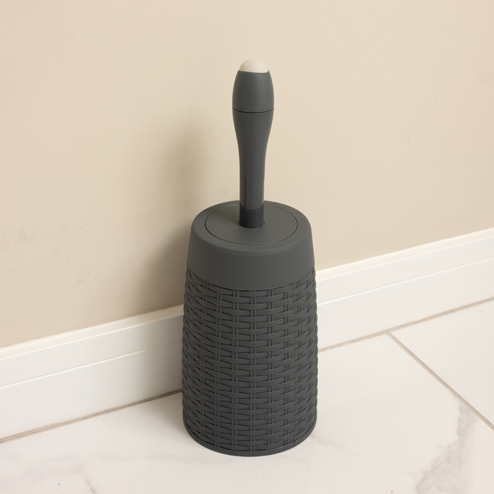 ADDiS Charcoal Faux Rattan Toilet Brush Image 2