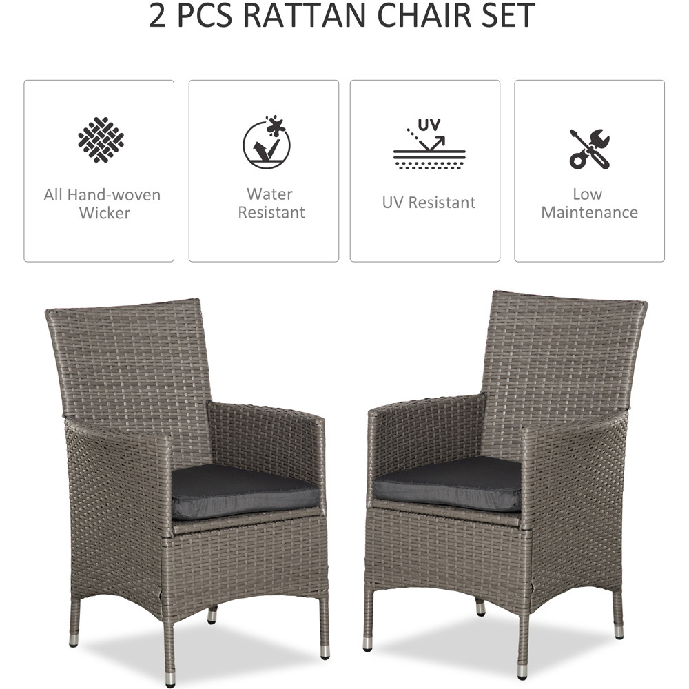 Outsunny Set of 2 Grey Rattan Dining Chair Image 4