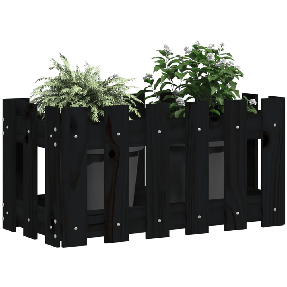 vidaXL Black Solid Pine Garden Planter 60 x 30 x 30cm Image 2