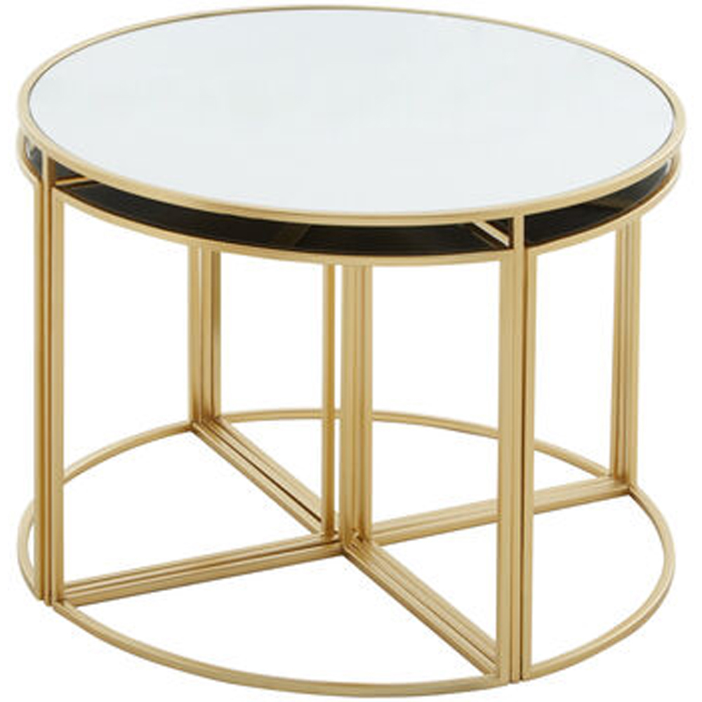 Premier Housewares Jolie Gold Finish Mirrored Top Nest of Tables Set of 5 Image 2