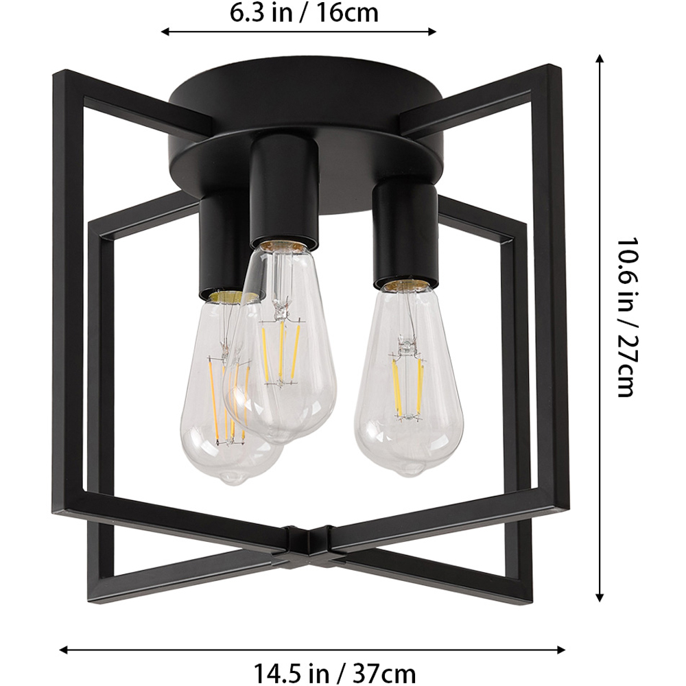 Living and Home 3 Light Black Geometric Metal E27 Ceiling Light Image 8