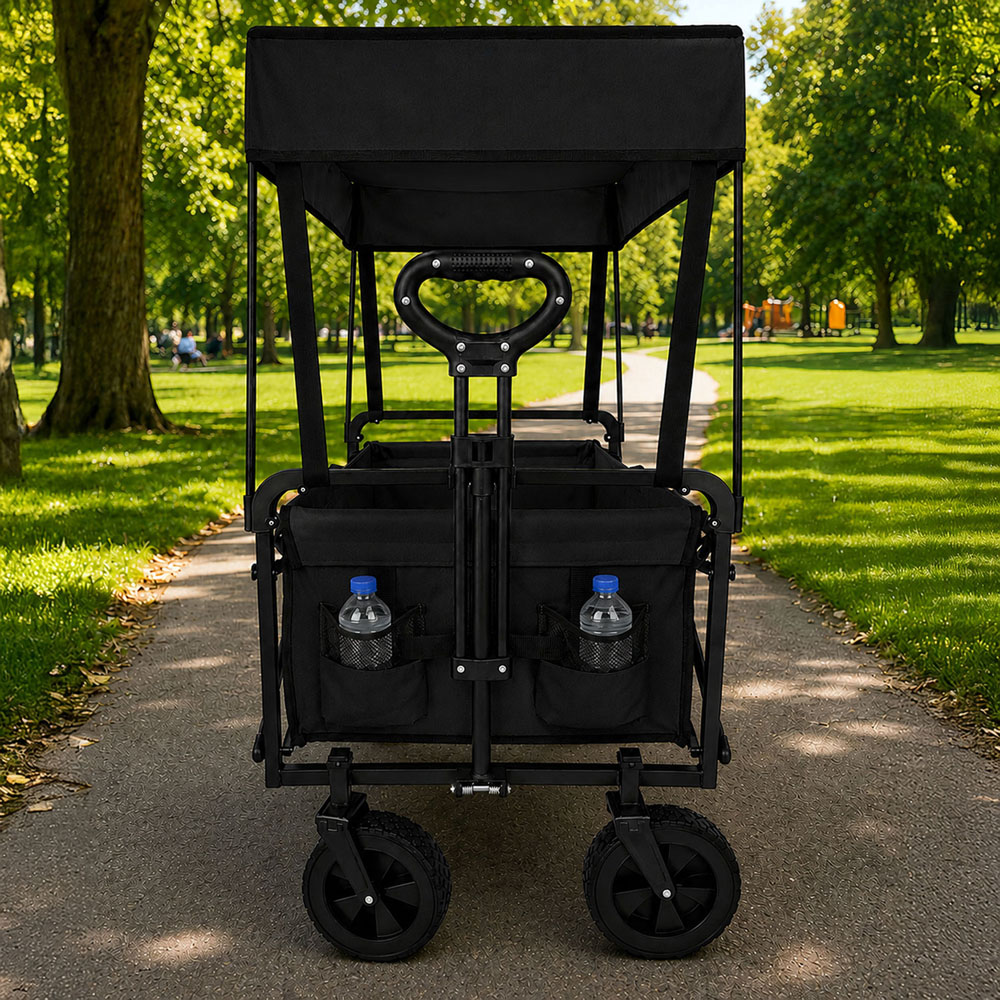 Neo Direct 140L Black Heavy Duty Folding Garden Trolley Cart with Canopy Image 5