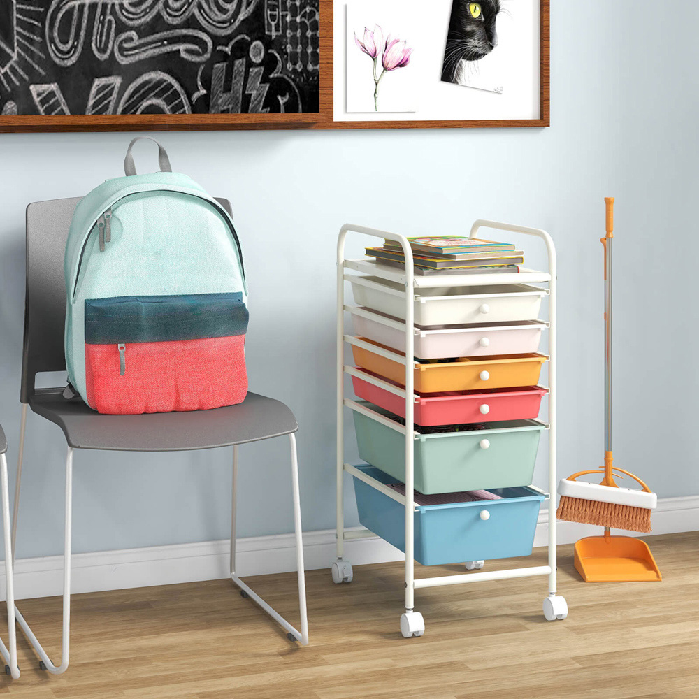 Costway 6 Drawer Colourful Storage Trolley Image 3