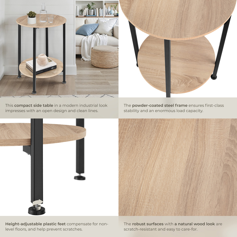 Tectake Ballina Single Shelf Sonoma Oak Bedside Table Image 5