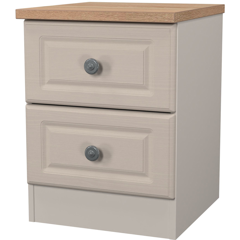 Crowndale Norfolk 2 Drawer Kashmir Ash and Bardolino Oak Compact Bedside Cabinet Ready Assembled Image 3