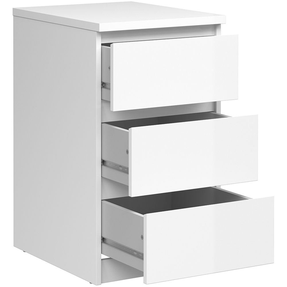Florence 3 Drawer White High Gloss Bedside Table Image 4