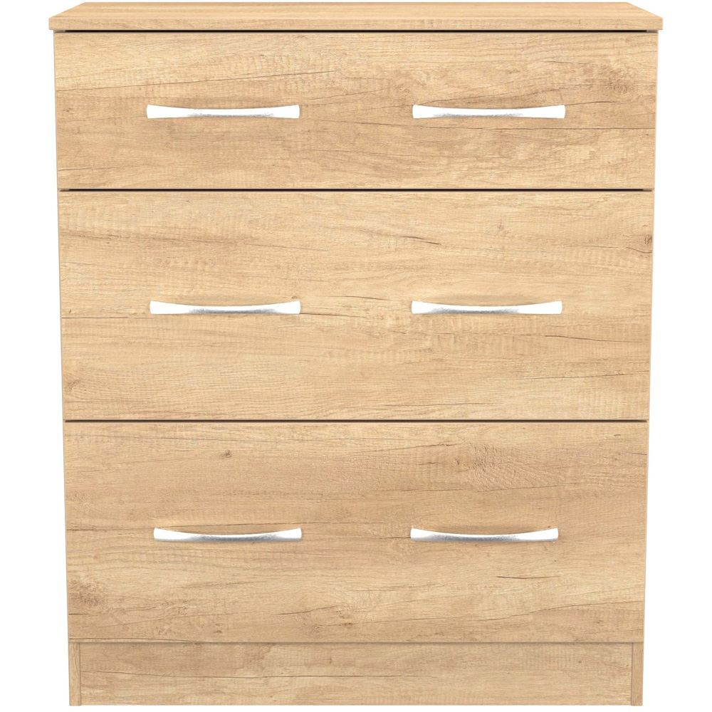 Crowndale Avon 3 Drawer Nebraska Oak Deep Chest of Drawers Ready Assembled Image 2