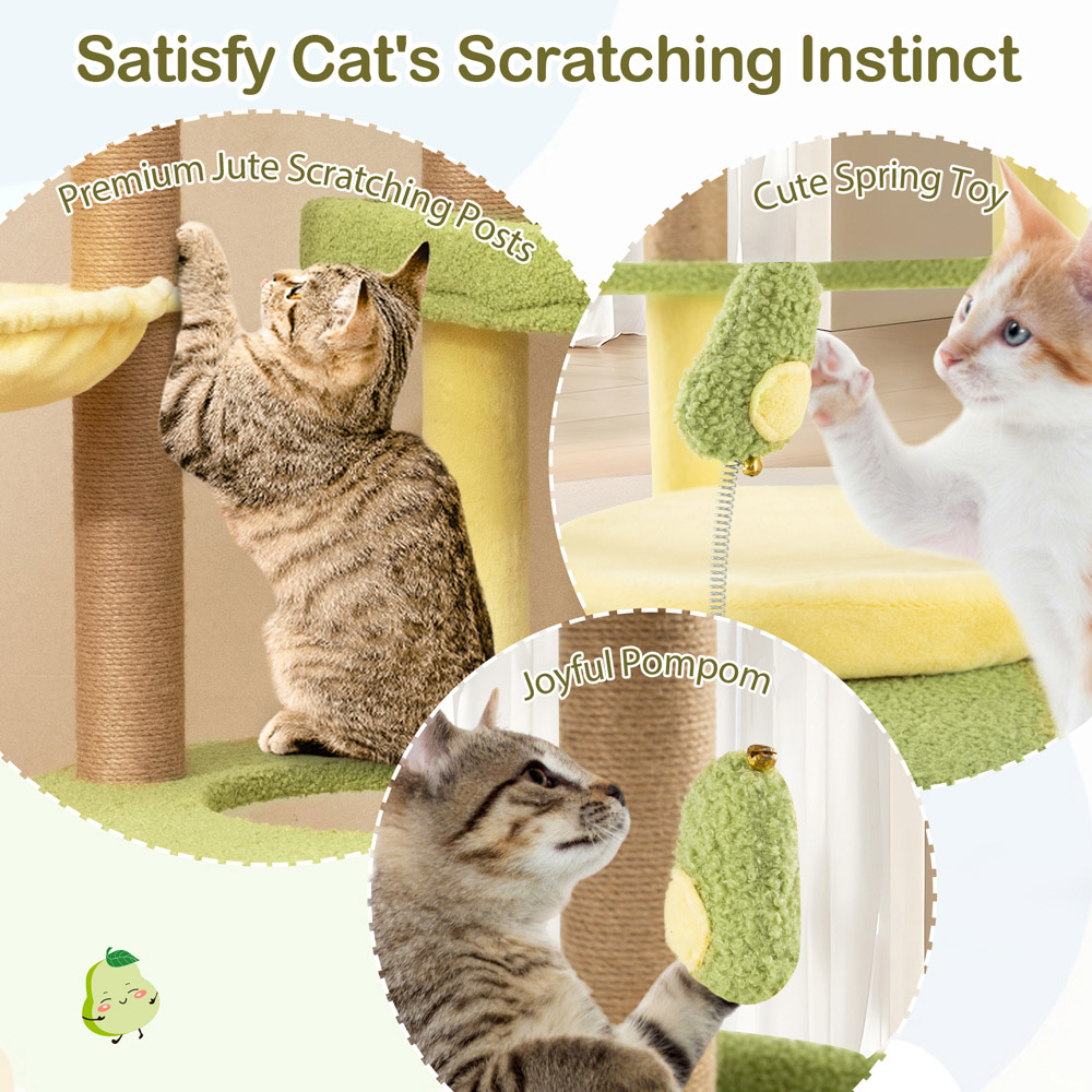 Costway Green Multi-Level Cat Tree with Perch and Rotatable Basket Image 8