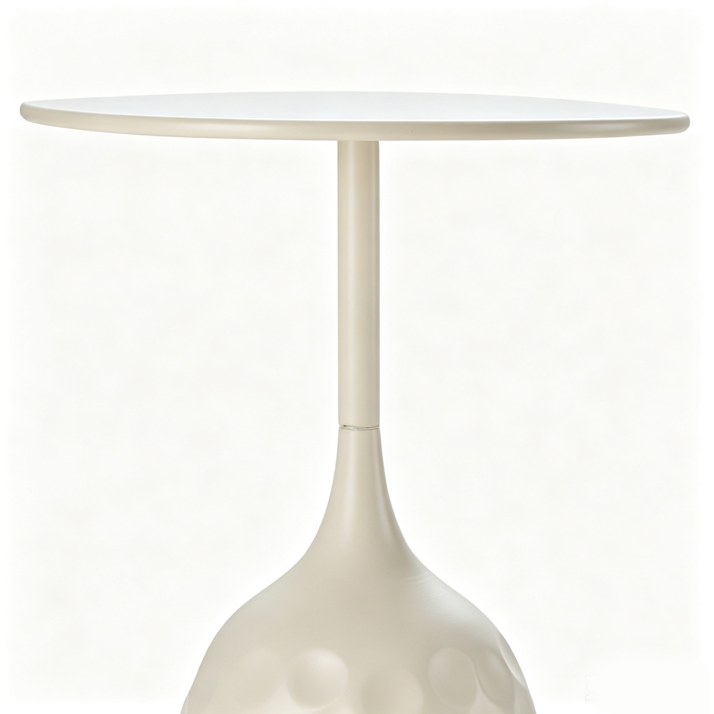 Living and Home Cream White Round Sculptural Curved Base Side Table Image 5