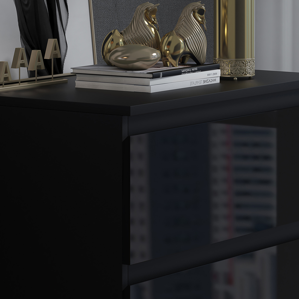 FWStyle Stora 3 Drawer Black Gloss Chest Of Drawers Image 4