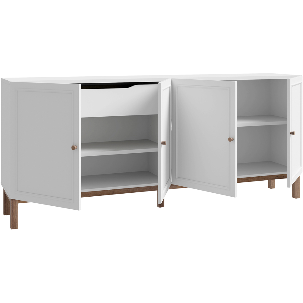 Florence Wensley 4 Door Single Drawer Light Grey and Oak Sideboard Image 4