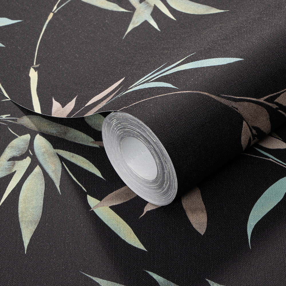 Erismann Elegant Bamboo Leaf Black Wallpaper Image 2