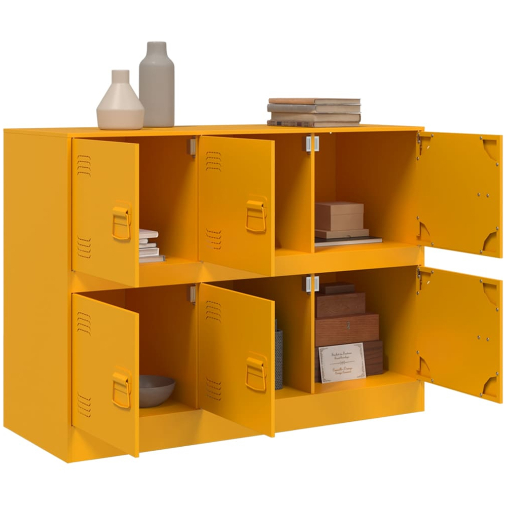 vidaXL 6 Door Mustard Yellow Metal Sideboard Image 5