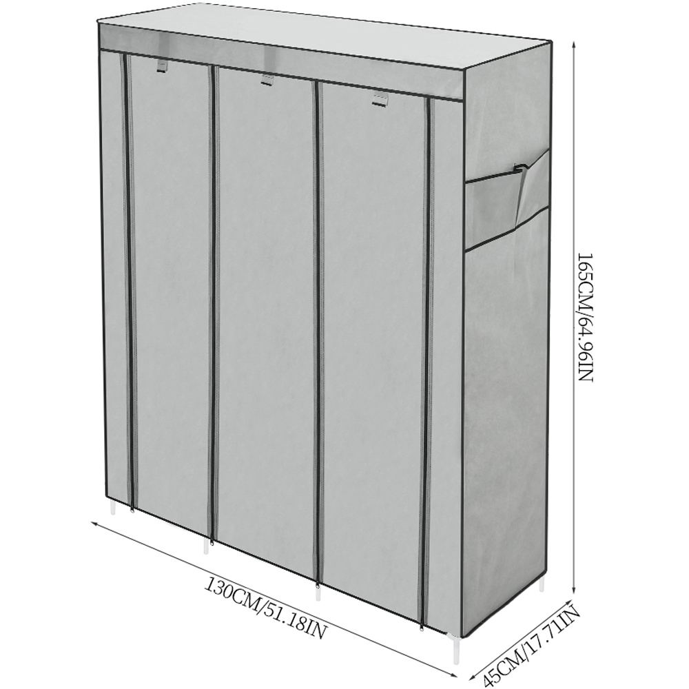 Living and Home 8 Shelf Silver and Grey Portable Fabric Wardrobe Image 9