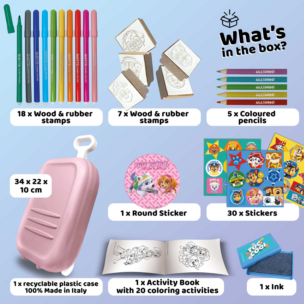 Multiprint Nickelodeon Paw Patrol Girl Kids Colouring and Stamp Trolley Set Image 2