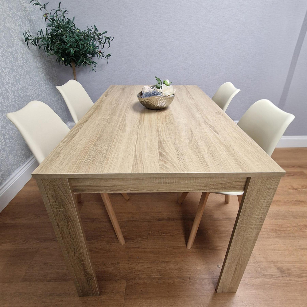 Kosy Koala 4 Seater Plastic and Faux Leather Dining Set Oak Effect and Cream Image 4