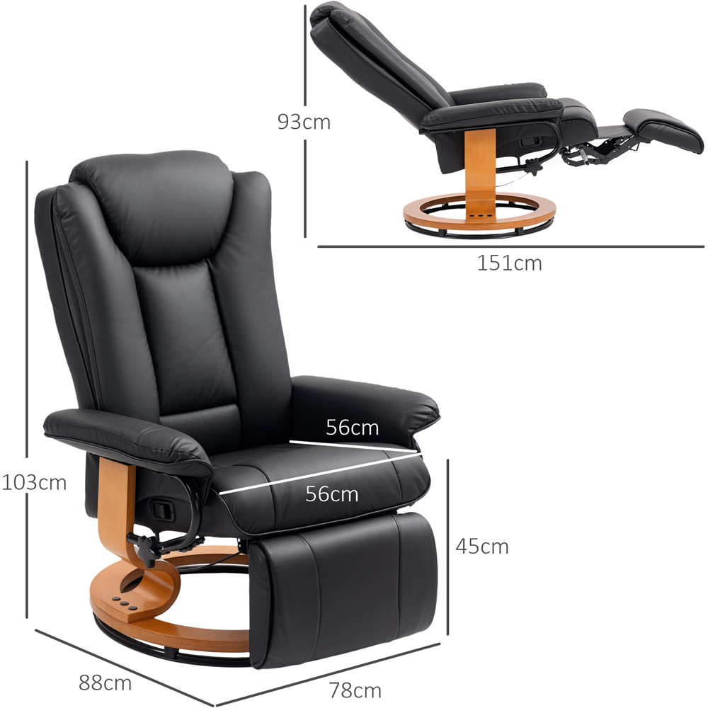 Portland Black PU Leather Reclining Armchair with Footrest Image 9