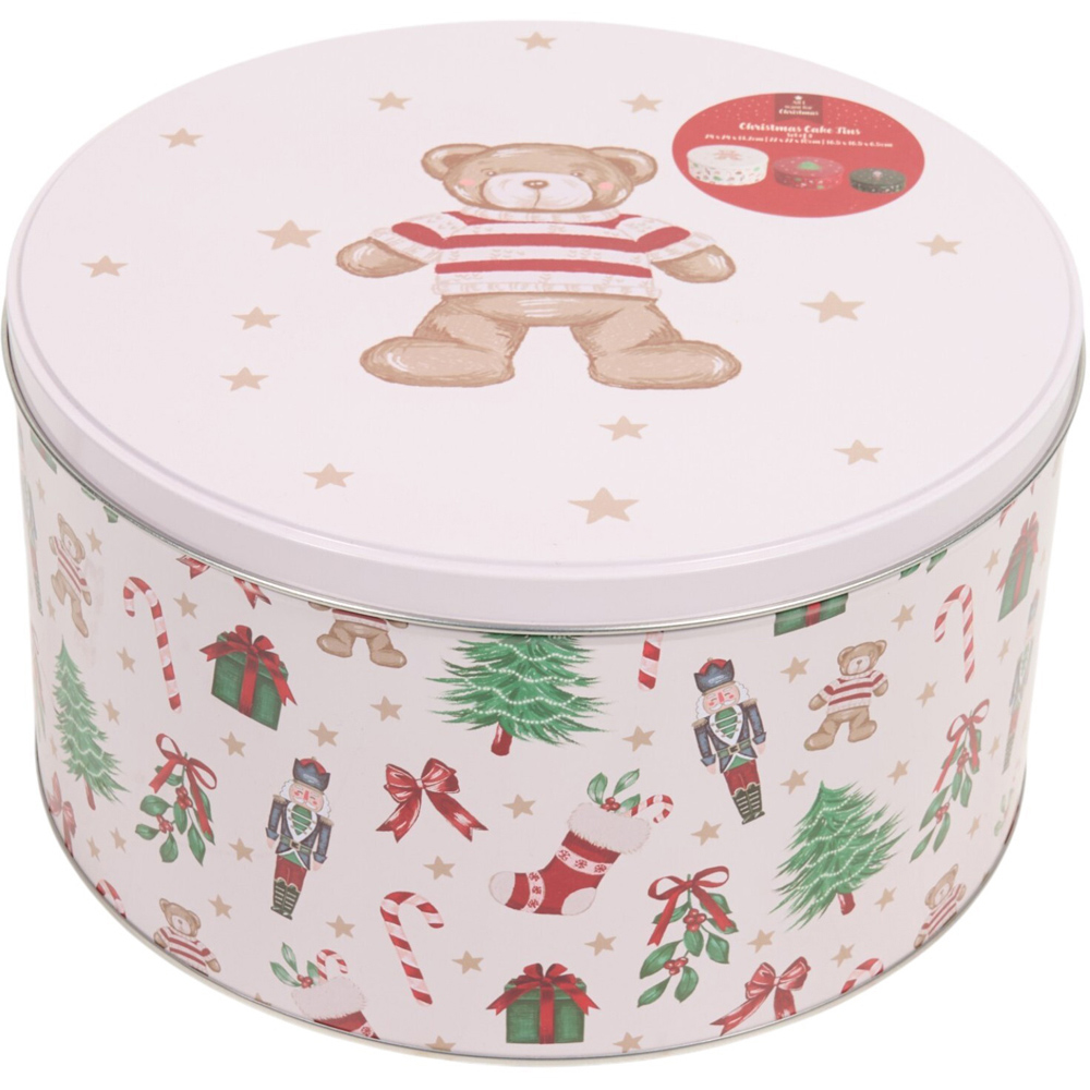 Set of 3 Stackable Christmas Cake Tins Image 5