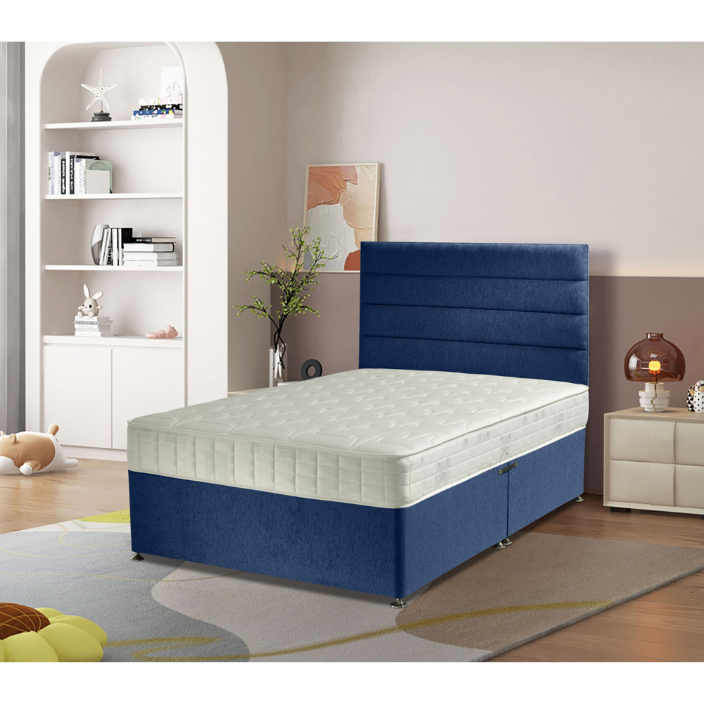 Eleganza Home Dozer Double Sapphire Plush Velvet Divan Bed with Lined Headboard Image 2