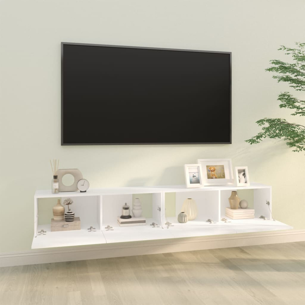 vidaXL 2 Door White Wall-Mounted TV Cabinet Set of 2 Image 3